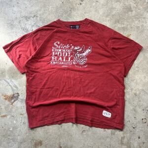 Vintage 90s Y2K Red Bugle Boy Jeans Pool Hall Shirt Size XL